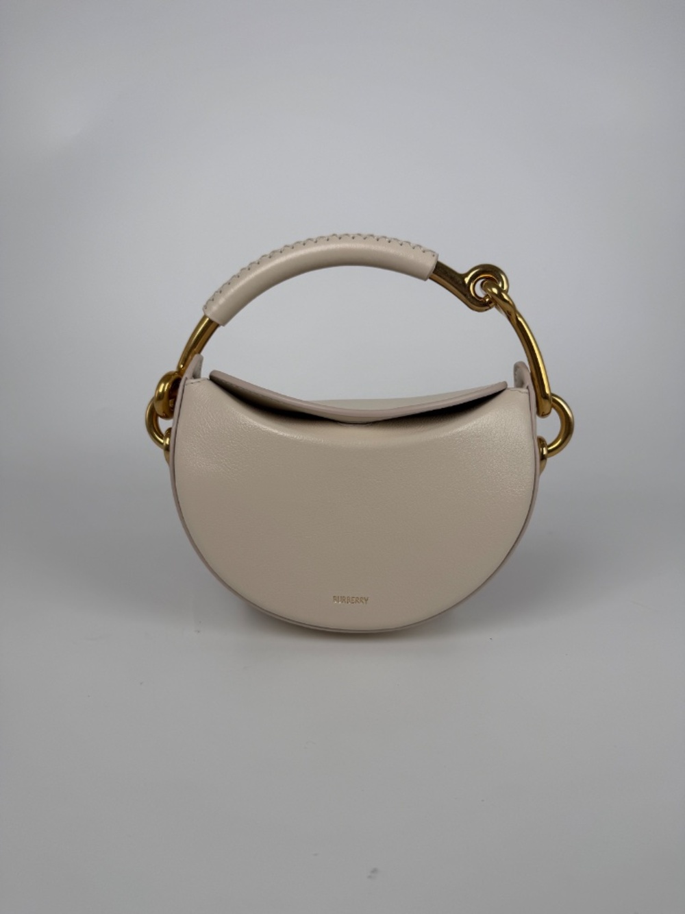 Burberry Bridle 2026 Leather Saddle Style Soap Cream Clutch Bag New - Picture 5 of 12